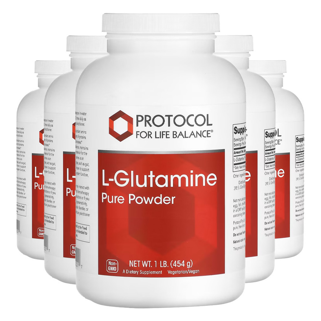 Kit 5x L-glutamina em Pó Protocol 454 g Puro Importado /Made in Usa