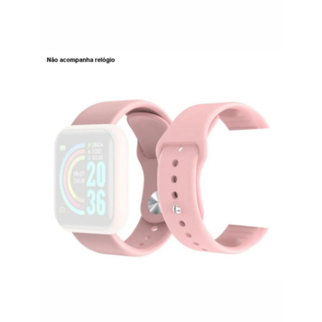 Pulseira De Silicone Para Smartwatch Reposição Rosa D20 D13 Y68