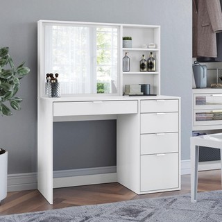 Penteadeira Kappesberg 5 Gavetas 2 Prateleiras Branco Brilho Carb em Oferta na Shopee