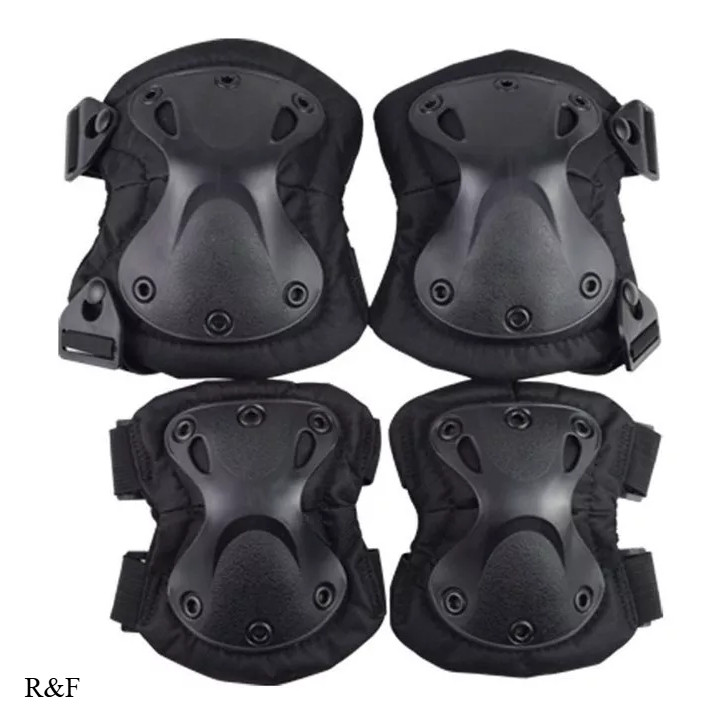 Kit 4 pcs Joelheira Cotoveleira Tática Airsoft Paintball