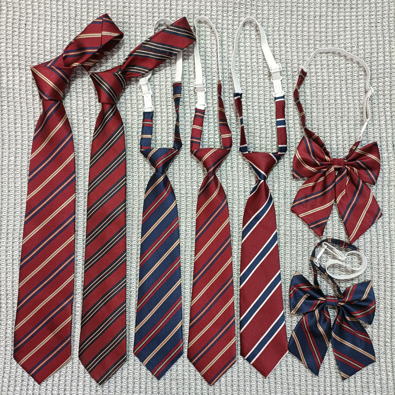 Listras Vermelhas Azul Ouro Vermelho Listras Vermelhas Pessoas Preguiçosas Gravata Livre Flor de Gravata Estilo Japonês JK Preppy Estilo Graduação Homens Mulheres Jovens