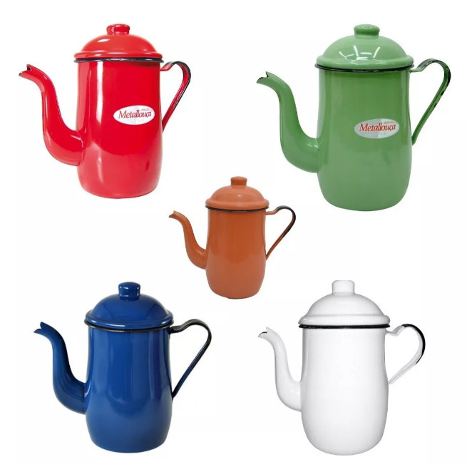 Bule Esmaltado 1,25 Litros Para Café Chá Leite Metallouça em Oferta na Shopee
