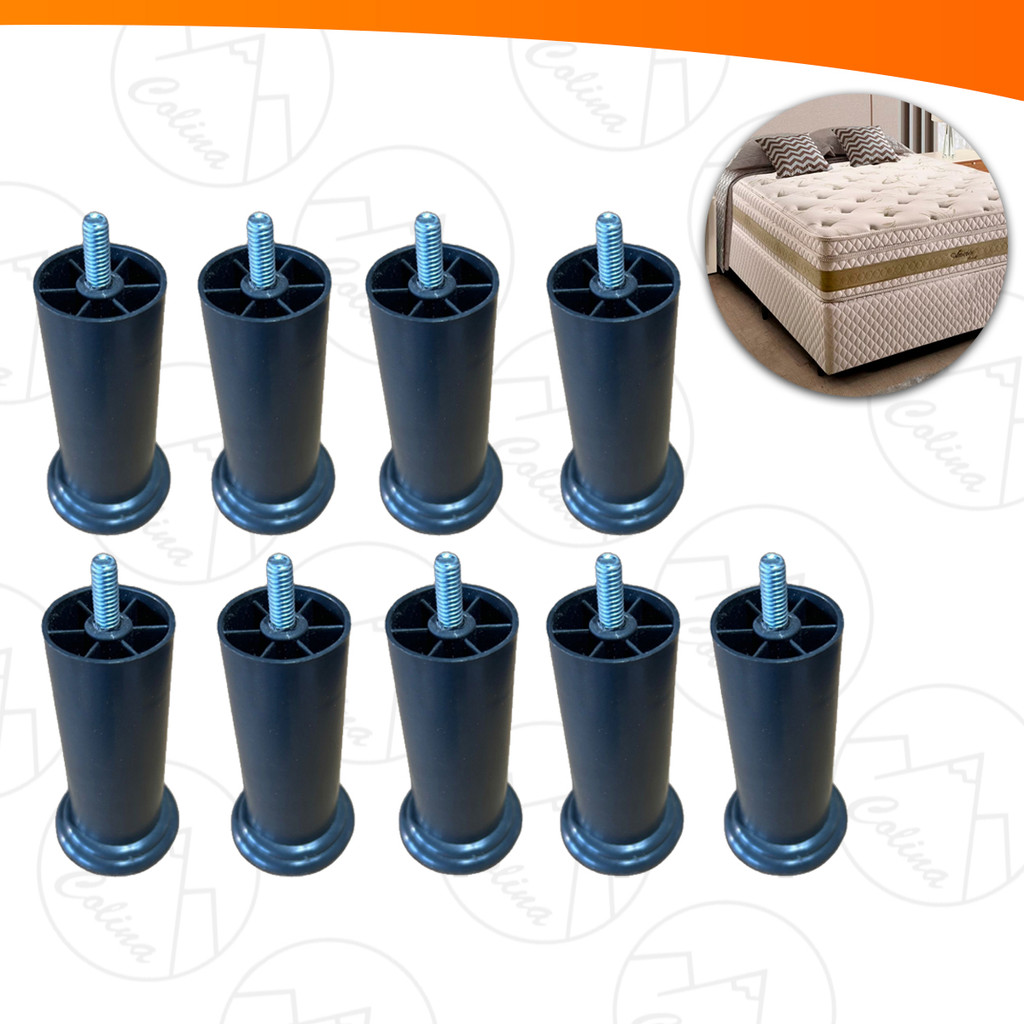 Conjunto Pés De Cama Box Kit Com 9 Pés 12cm Plástico em Oferta na Shopee