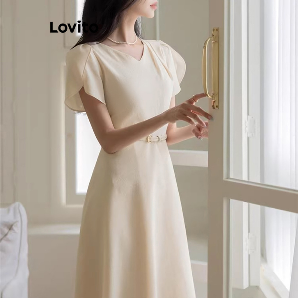 Lovito Vestido básico casual simples para mulheres L99ED493 - Women Clothes