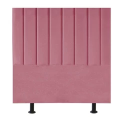 Cabeceira Estofada Cama Box Solteiro 90 Cm Maisa Suede Rosa