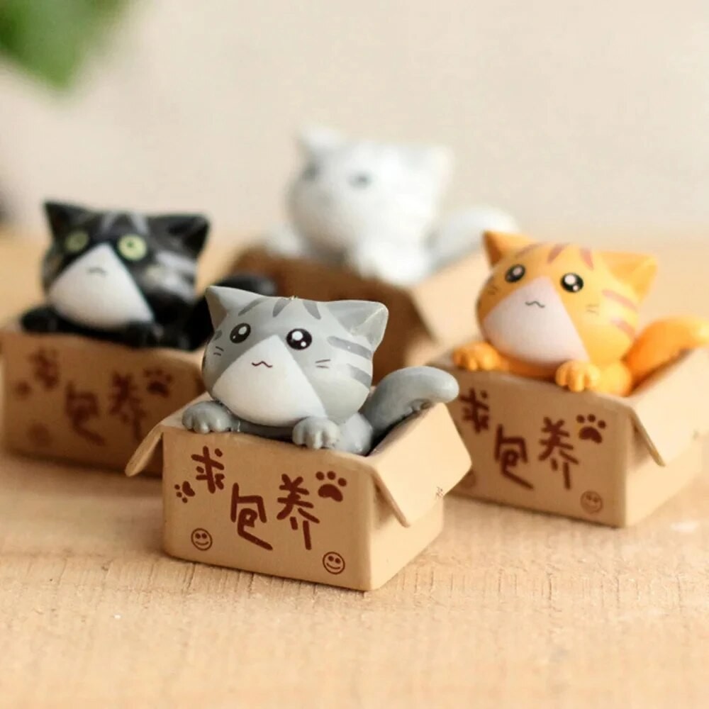 Conjunto De 4 Peças De Mini Gatos Para Decoração De Casa , Estátuas De Jardim , Presentes Crianças , Brinquedos Fofos Quartos De Bebê , Estatuetas