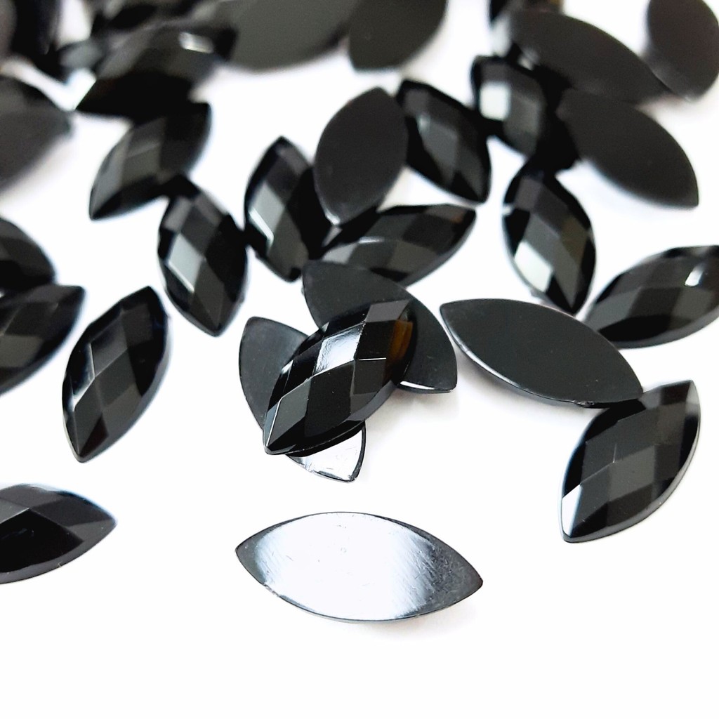 Chaton Navete Sextavado 7x15mm - Preto - Base Reta em Oferta na Shopee