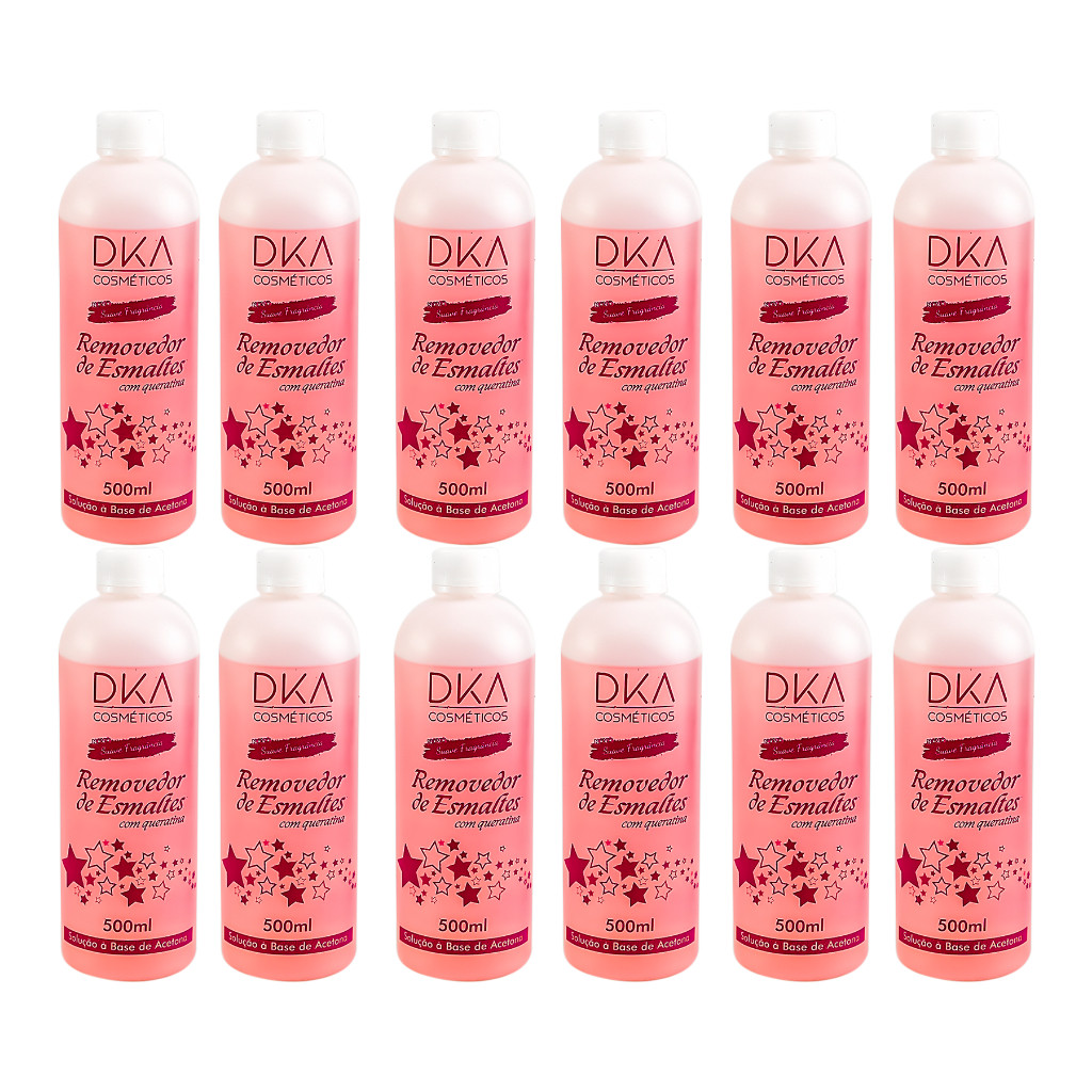 12 Uni Removedor de Esmaltes DKA - Removedor de Esmaltes 500ml Cada