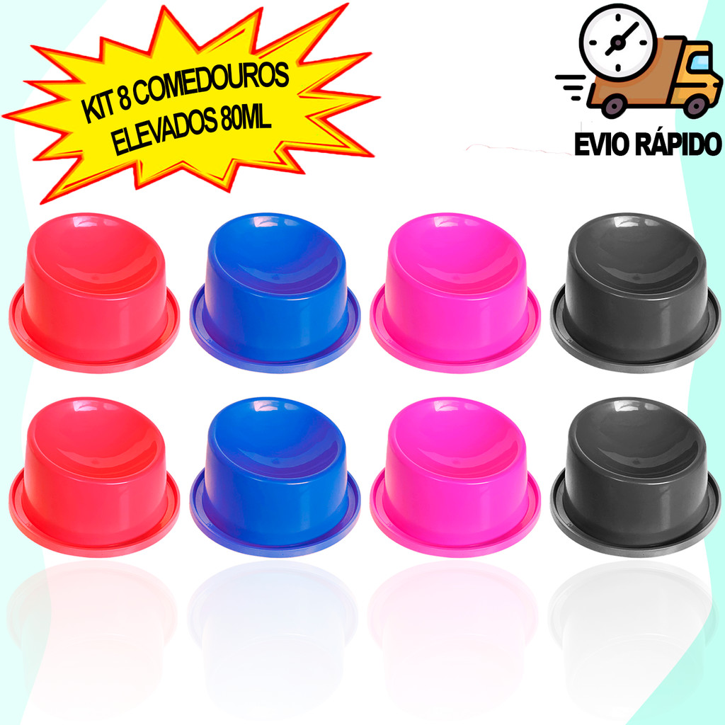 Kit 8 Comedouro Elevador Ergonômico Para Gato 80ml Potinho Vasilha Para Ração de Gato Pet Shop