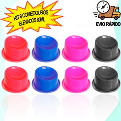 Kit 8 Comedouro Elevador Ergonômico Para Gato 80ml Potinho Vasilha Para Ração de Gato Pet Shop