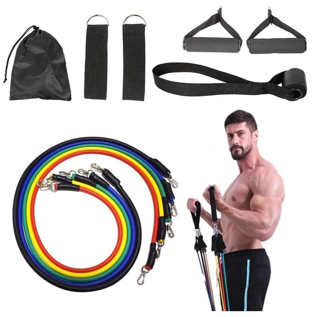 Kit Elásticos Extensores Treino Funcional Treino Em Casa e ao Ar Livre