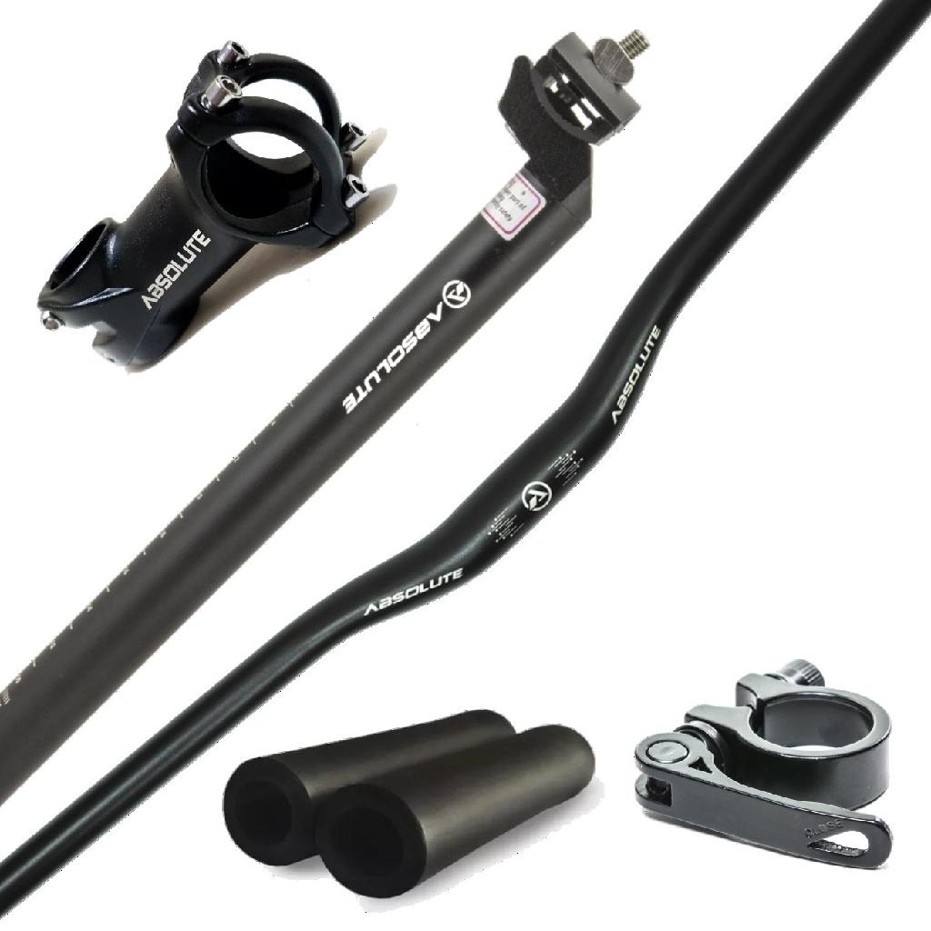 Kit Guidão Curvo Mesa 90mm Canote 27,2 Abraçadeira Absolute