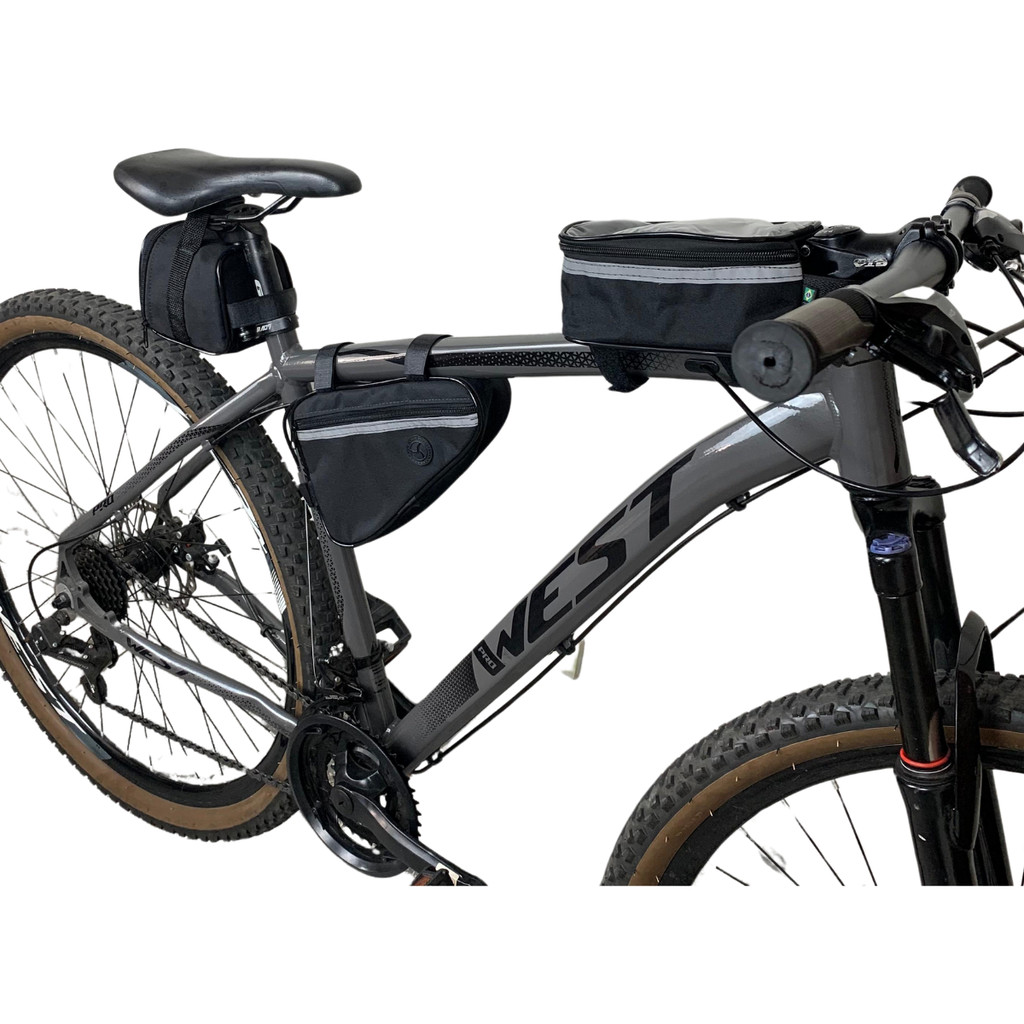 Kit Bolsa Bike Triangular Quadro Banco Selim Porta Celular