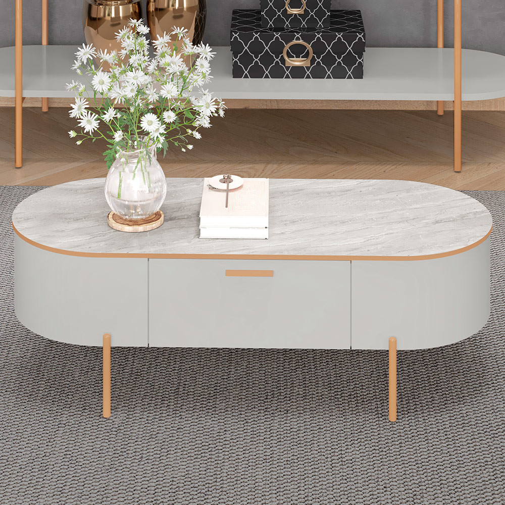 Mesa De Centro Decorativa Sala de Estar Orgânico Giverny D05 Bali Quartzo - Lyam Decor em Oferta na Shopee