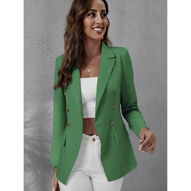 Blazer Feminino Casaquinho Alfaiataria Casaco Social Com Botão Lindo Super Envio jad jaadu em Oferta na Shopee