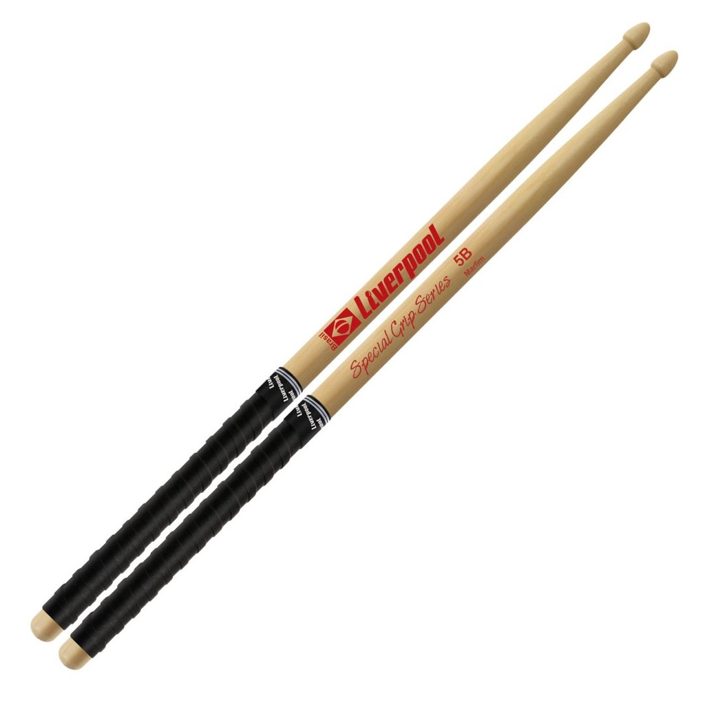 Par Baquetas Bateria Liverpool Special Grip Borracha Ponta Madeira SG