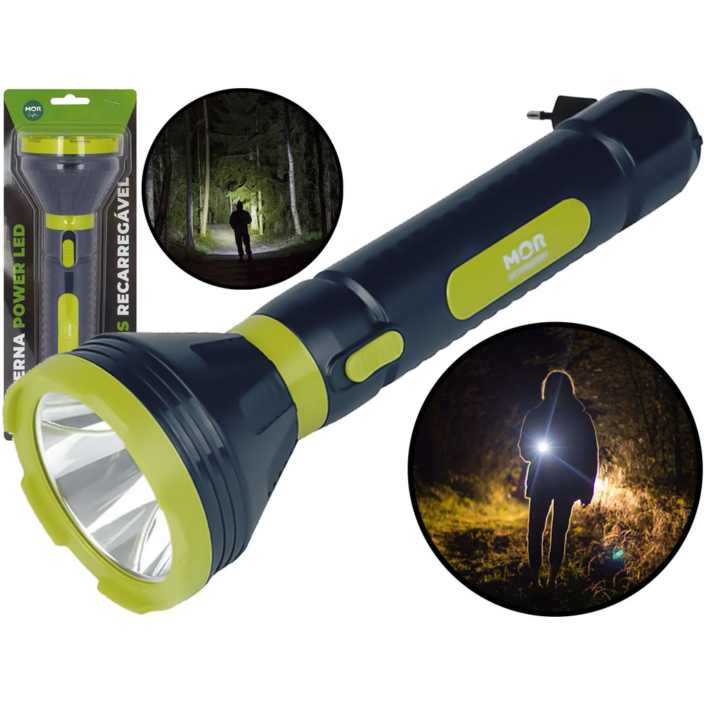 Lanterna Recarregável Led Para Camping Pesca Acampamento 6 Horas De Duração 250 Lumens Mor