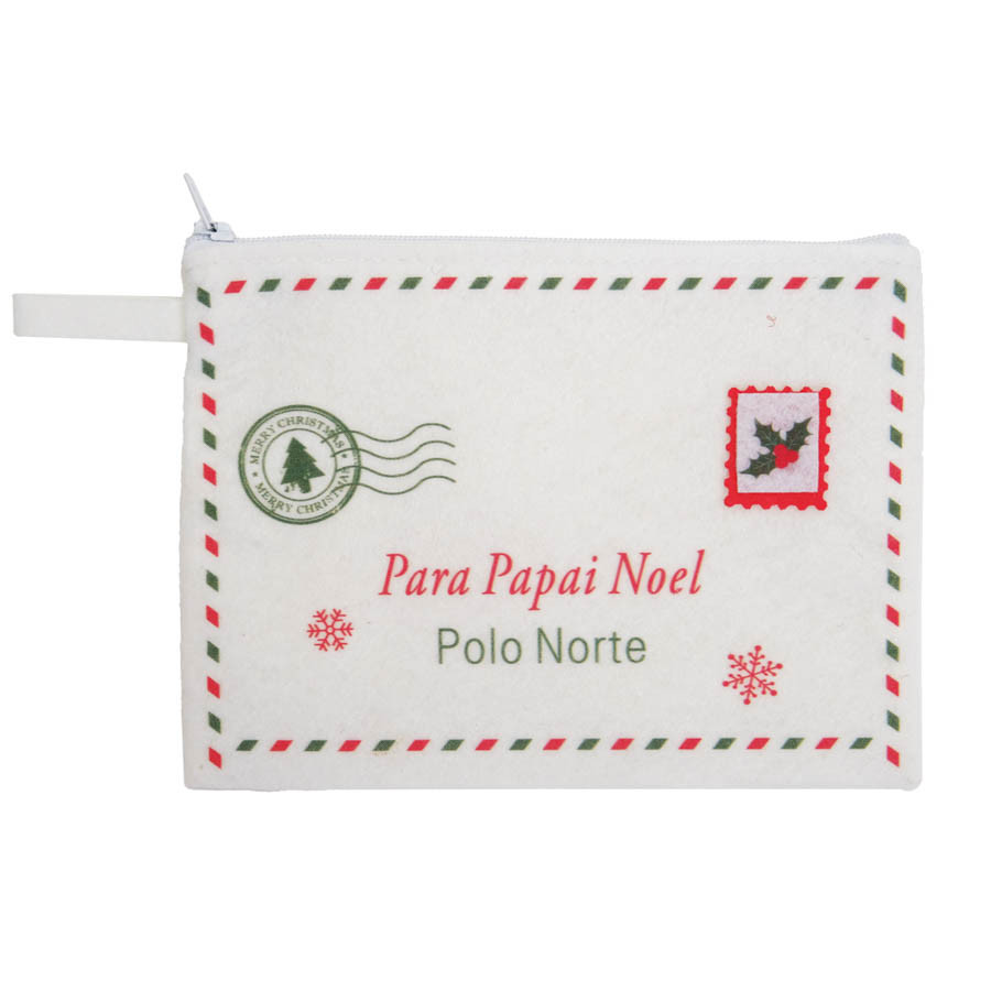 Bolsinha em Feltro de Natal - Branco - 17x13cm - 1 unidade - Cromus - Rizzo em Oferta na Shopee