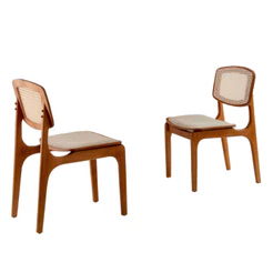 Conjunto com 2 cadeiras Malta Premium em Madeira Maciça para Sala de Jantar Moderna Mobília