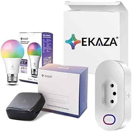 Kit Casa Conectada Ekaza Smart Controle Universal Smart Plug Wi-fi Smart Lampada Wi-fi