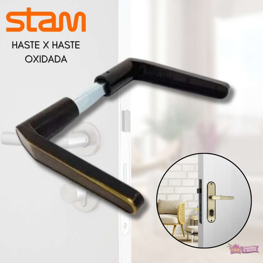 Maçaneta Para Porta Haste x Haste Oxidada Stam