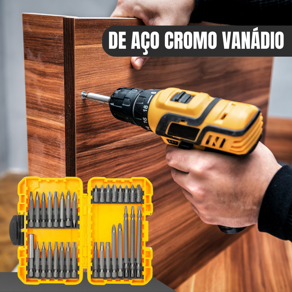 Jogo De Bits Ponteira Encaixe Sextavado 1/4” 32 Peças Vonder Aço Parafusadeira Fixação Alta Resistência · foto 2