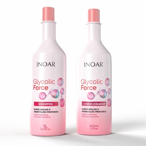 INOAR KIT SHAMPOO 1L + CONDICIONADOR 800ML FORCE GLYCOLIC