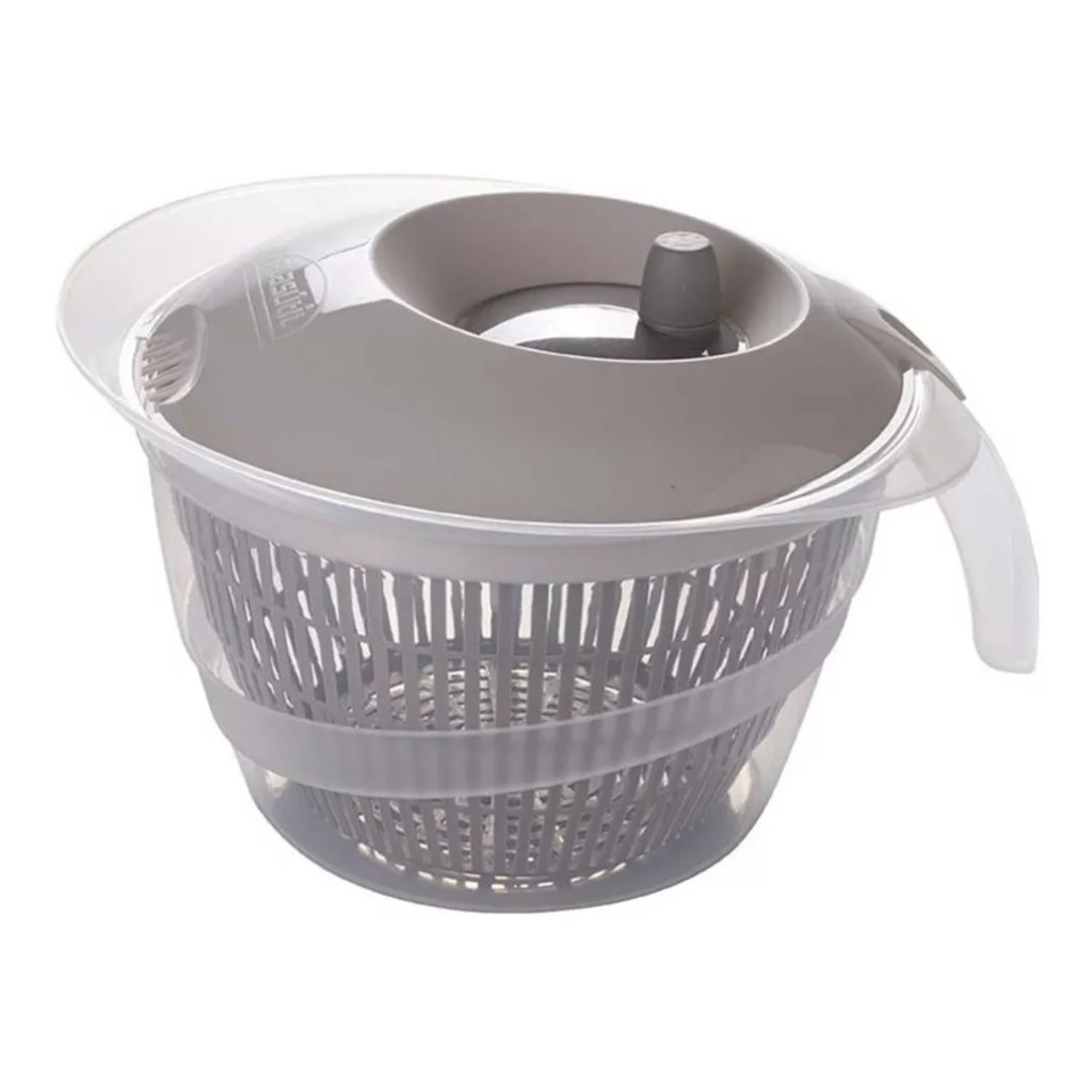 Seca Salada Grande Manual 4L Cinza Tampa Giratória Folhas Verduras Legumes Plasútil em Oferta na Shopee
