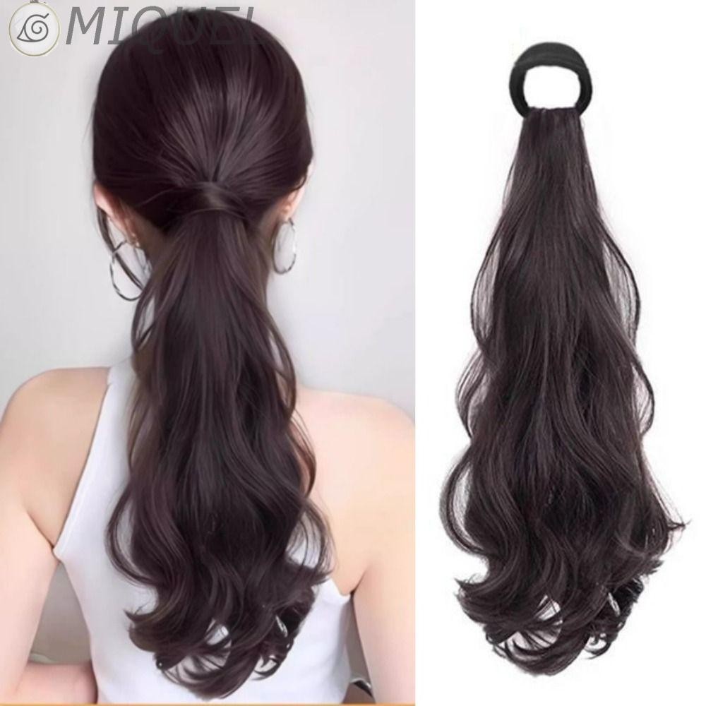 MIQUEL Peruca Sintética Rabo De Cavalo , Extensão De Cabelo Com Laço Baixo Longo Ondulado Encaracolado , Elástico em Oferta na Shopee