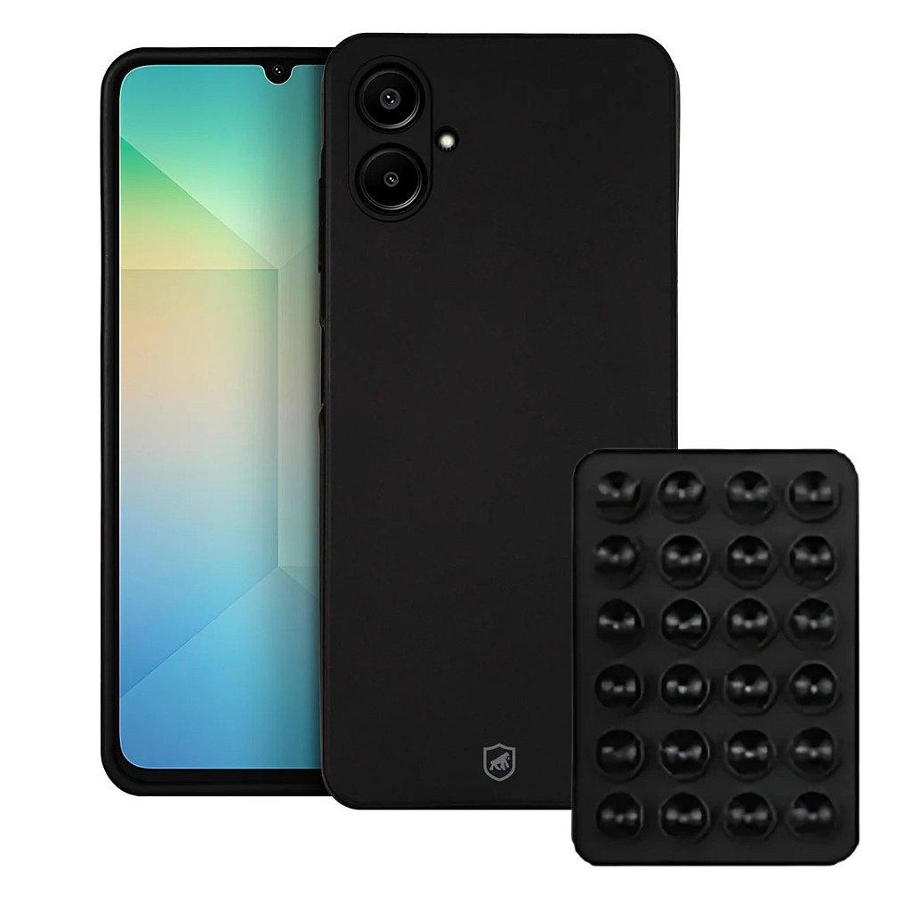 Kit Capa case capinha Silicon Veloz para Galaxy A06 +  Ventosa - Preta