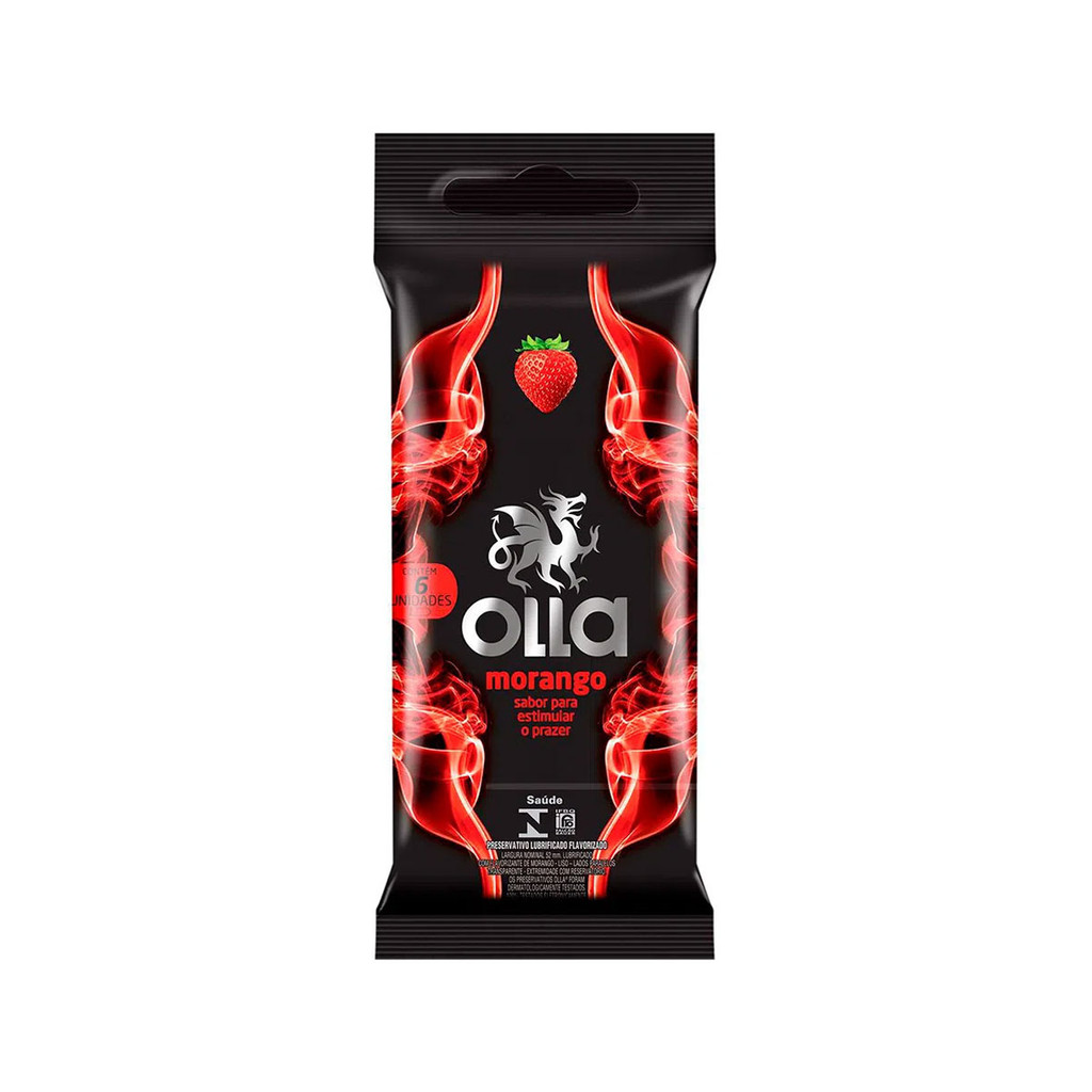 Preservativo Lubrificado Morango - 6 unidades | Olla em Oferta na Shopee