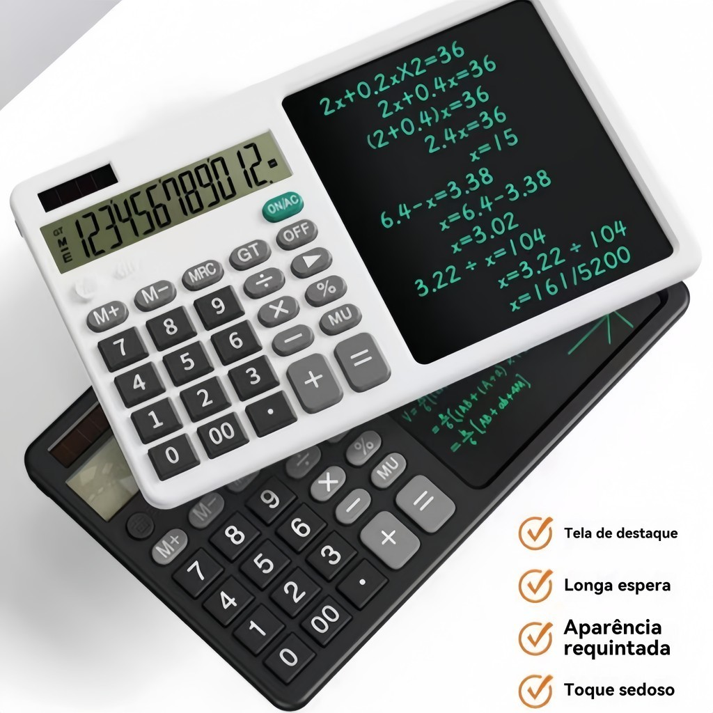Calculadora Solar 10 Dígitos c/ Bloqueio Digital | Bloco Desenho Integrado + Display Grande - Escritório/Escola em Oferta na Shopee