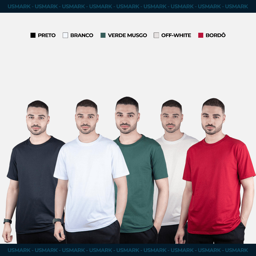 Kit 5 Camisetas Lisas Usmark - Básicas e Versáteis em Oferta na Shopee