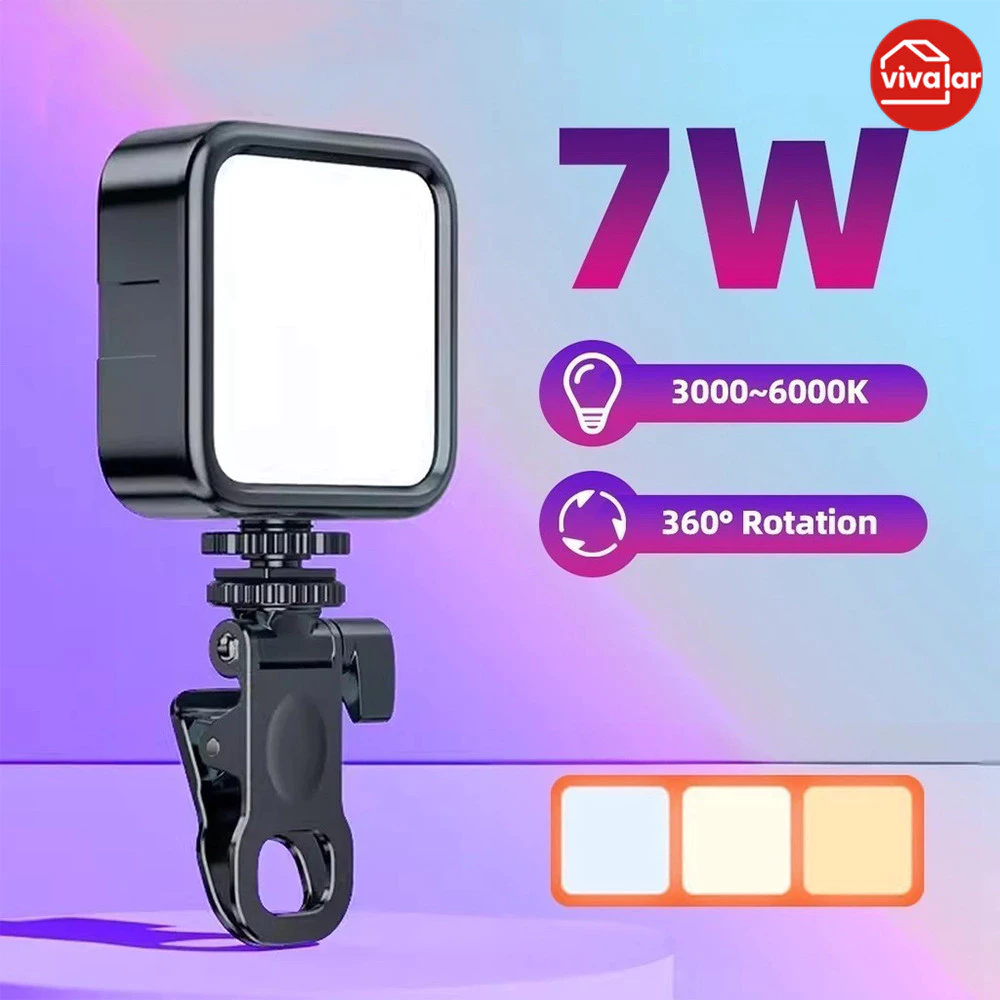 Iluminador LED Portátil com Clip para Fotos e Vídeos Noturnos