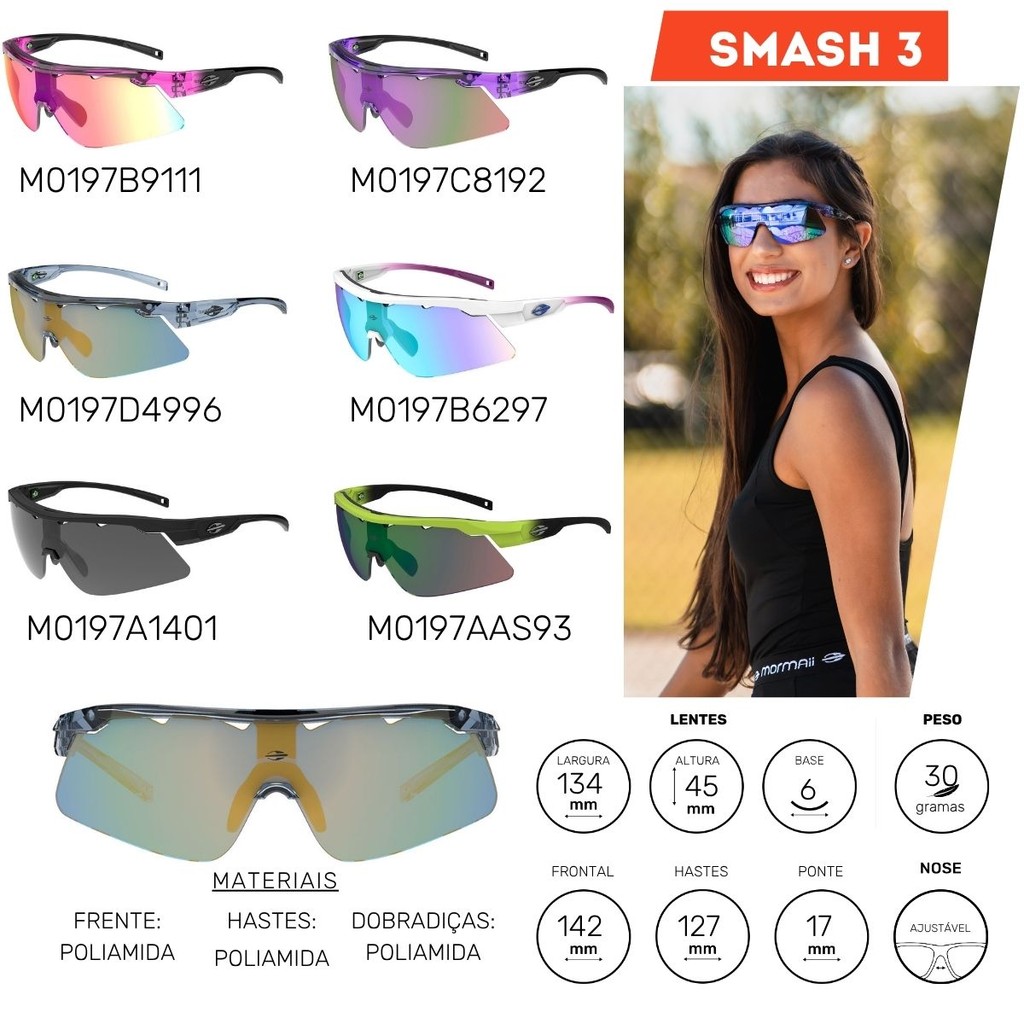 Oculos De Sol Mormaii Smash 3 0197 Curvado Esportivo