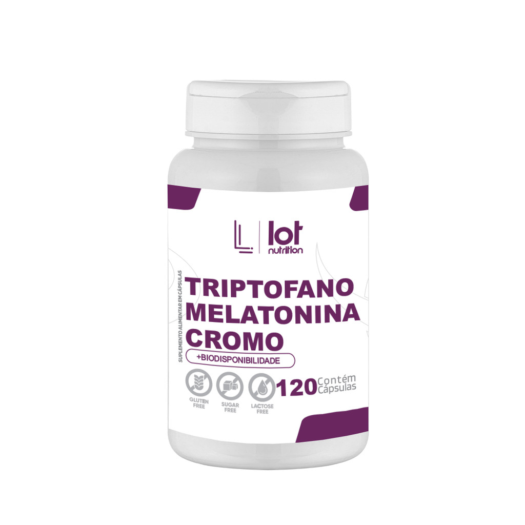 Triptofano + Melatonina + Cromo 120 Cápsulas Sono Relaxamento Controle de Apetite Lot Nutrition