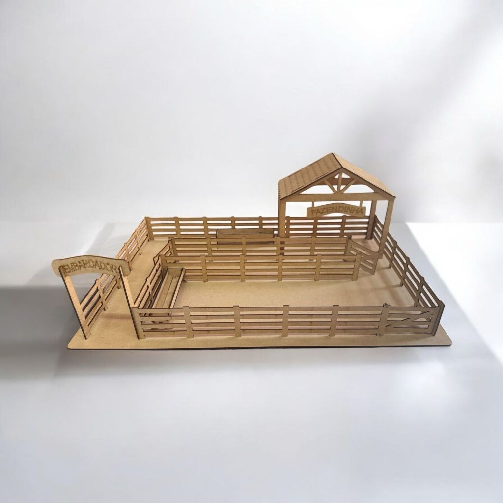 Fazendinha Curral Grande Fazenda Mdf Artesanato Criança Cavalo Boi Mini