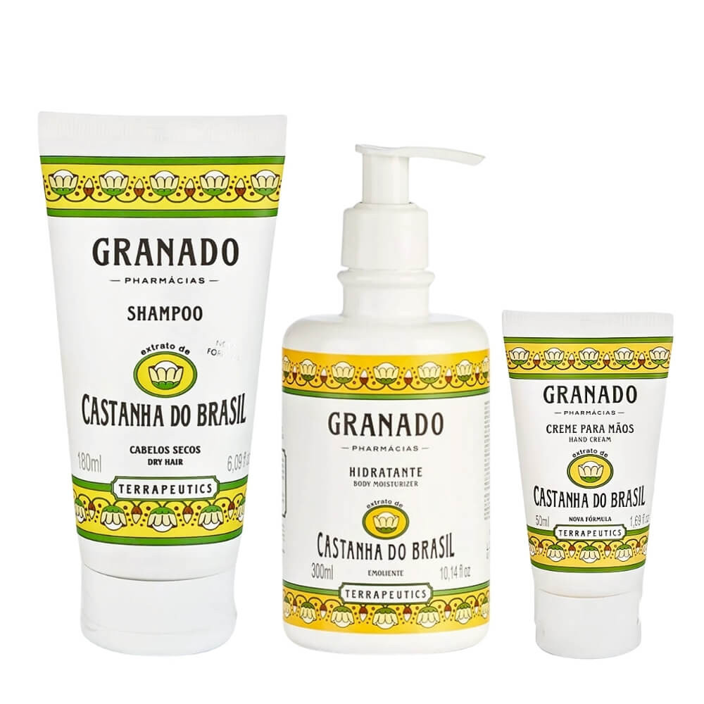 Kit Shampoo para Cabelo + Hidratante + Creme para Mãos Granado Terrapeutics Castanha do Brasil