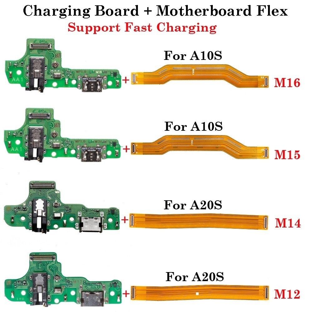 Placa De Carregamento USB Conector Doca + Principal-Mãe Cabo Flexível Para Samsung Galaxy A10S A20S M15 M14 M12 A107F A2