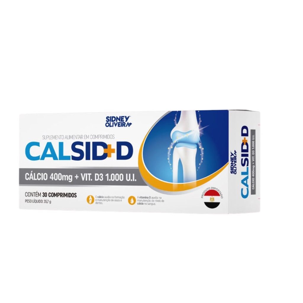 Cálcio + Vitamina D3 Calsid+D Sidney Oliveira 30 Comprimidos – Suporte Ósseo e Imunidade