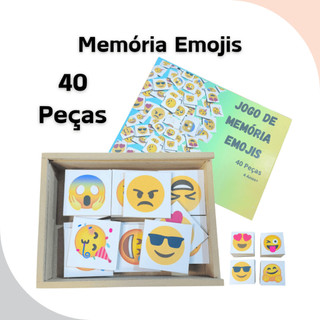 Jogo da Memória Emojis Com 40 Peças Brinquedos De Menina Menino Alfabetização Educativo Pedagógico