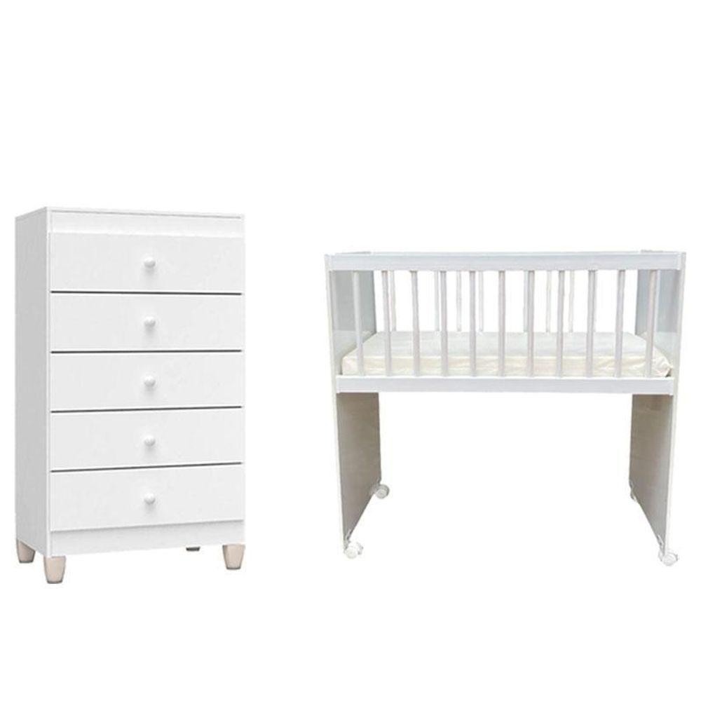 Mini Berço Moisés Alegria Com Colchão E Cômoda Gaveteiro Ternura Baby Branco Brilho - Incorplac em Oferta na Shopee