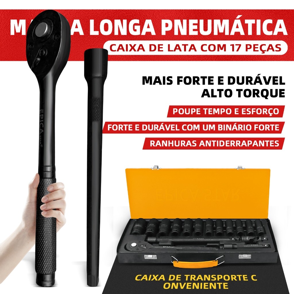 Conjunto de Chave de Cric com 17 Peças  Alto Torque Forte e Durável Ideal para Manutenção Veicular e Reparos