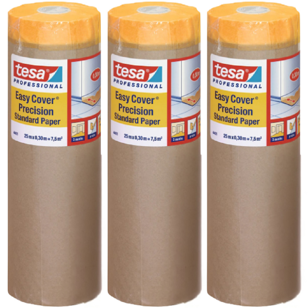 Kit 3 Salva Rodapé Easy Cover 25m X 30cm Pintura Máscara Fita Proteção Tesa