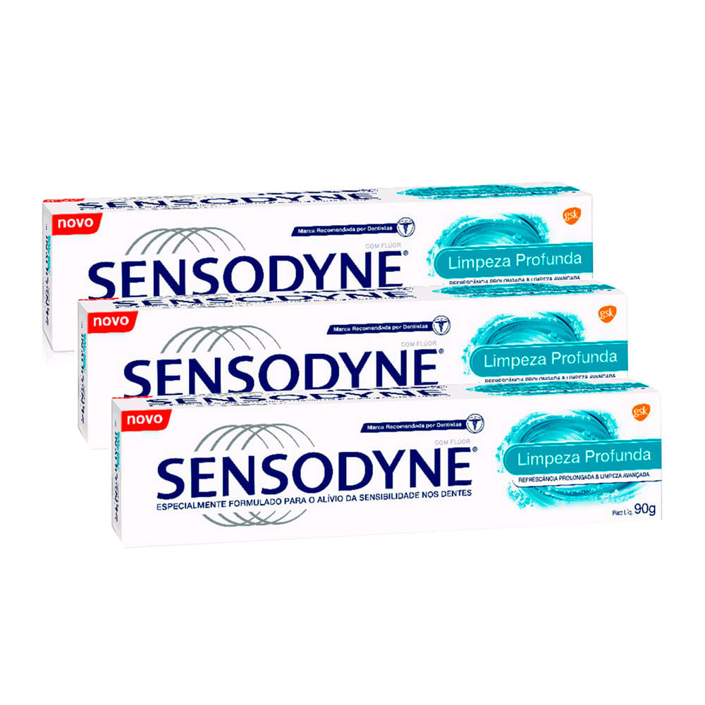 Gel Dental Sensodyne Limpeza Profunda 90g | Kit com três unidades - Health