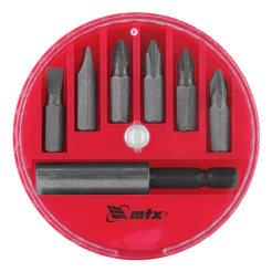 Jogo de Bits 1/4" MTX com 7 Peças Fenda Philips Pozidriv e Adaptador Magnético