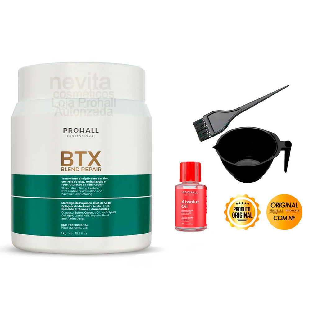 BTX Restaurador Capilar Prohall 1kg + Cumbuca/Óleo7ml