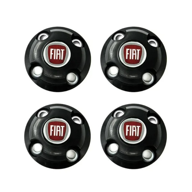 Jogo calota Calotinhas Central Fiat UNO /PALIO/FIORINO/SIENA p/ RODAS AROS 13,14 E 15 Logo vermelho Acomp Oito Arruelas