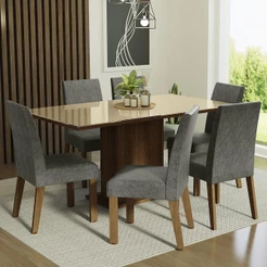 Conjunto Mesa Tampo De Vidro 6 Cadeiras