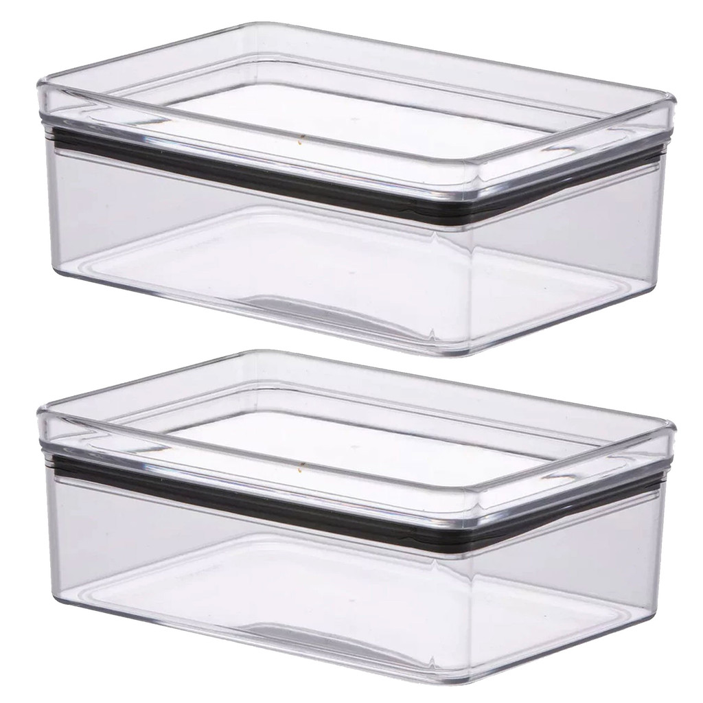 2 Pote Hermetico 770ml Porta Frios Acrilico Lumini Retangular